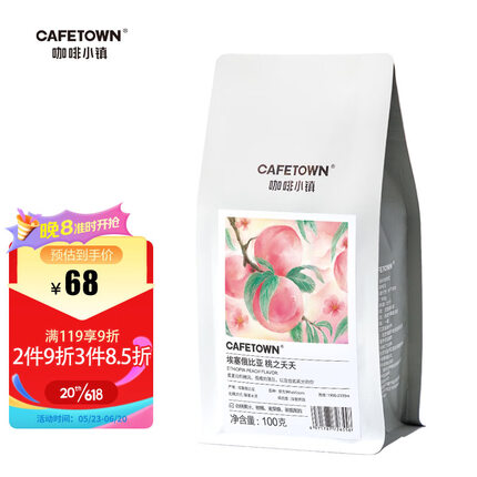 咖啡小镇埃塞俄比亚桃之夭夭咖啡豆手冲精品咖啡白桃乌龙风味浅度烘焙100g