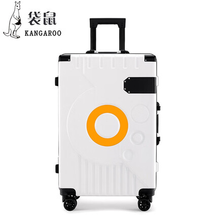 袋鼠（KANGAROO）旅行箱大容量铝框款拉杆箱万向轮20登机24英寸行李箱宽拉杆 白色. 20寸