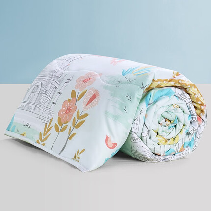 富安娜家纺 被子夏凉被空调被夏被 可水洗机洗单人儿童薄被子被芯 圣之花-时光【七孔抗菌】 1.2m(152*210cm)