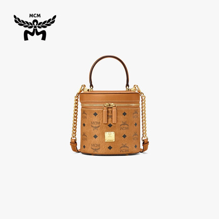 MCM TRACY经典花纹单肩手提包圆筒包干邑色 MWRAACG01CO001