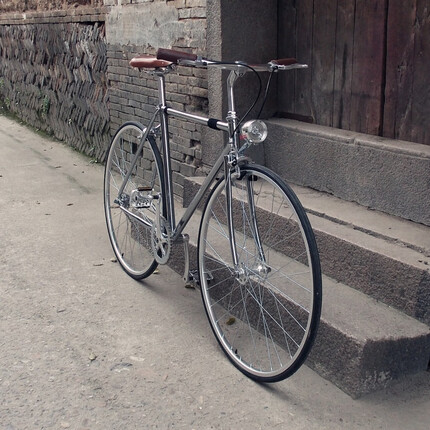 阿马福云复古自行车男女英伦老款单车城市变速代步车通勤公路款 亚光银标配+大灯-留言身高 单1速 700C