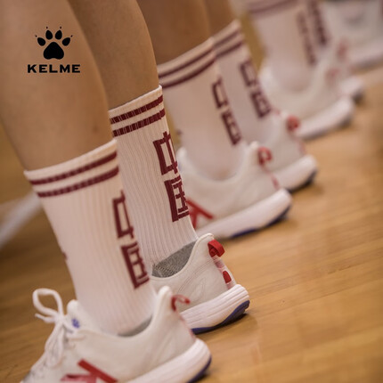 KELME/卡尔美中筒球袜男中国纪念版系列袜子足球篮球比赛运动袜子男女 9896318 白-L