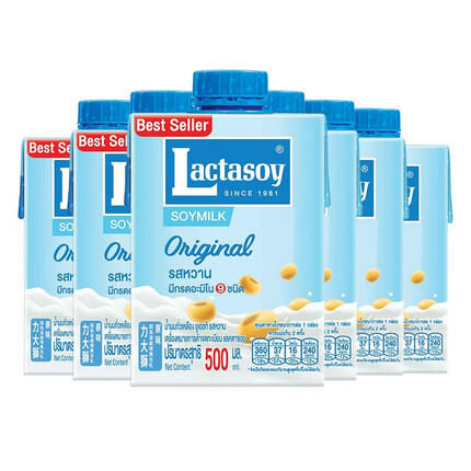 力大狮力大狮泰国进口儿童学生豆奶饮料整箱家庭装500ml 原味500ML*6瓶