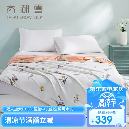 太湖雪100%蚕丝被 可水洗蚕丝夏凉被薄被子 空调被 紫金花仙 200*230cm