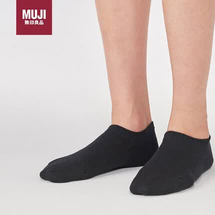无印良品(MUJI)女式 合脚直角 运动船袜 袜子 女袜DAF01A2A 黑色 23-25cm