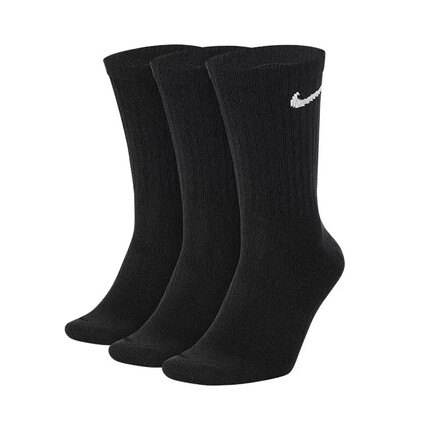 耐克NIKE男子长袜袜子三双装EVERYDAY LTWT运动袜SX7676-010黑色M码