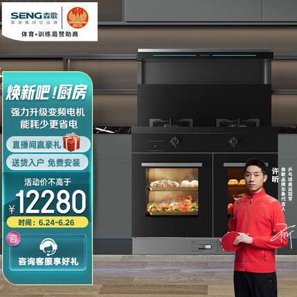 森歌（SENG）T3SZK-G 蒸烤一体独立蒸烤箱集成灶一体灶 蒸箱烤箱集成灶抽油烟机一体机套装 天然气左排烟
