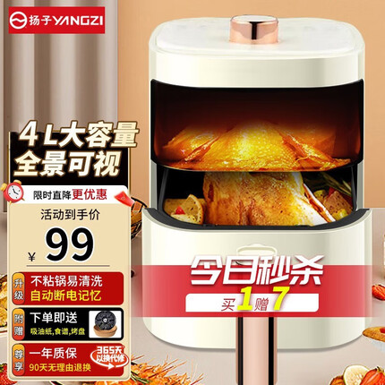 扬子空气炸锅 白色4L可视（固定200℃）