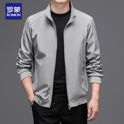 罗蒙（ROMON）夹克男士外套春秋季潮流时尚商务休闲上衣立领男装2236灰色2XL