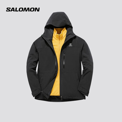 萨洛蒙（Salomon）男款 户外运动防风舒适保暖夹克三合一冲锋衣 ODSW 3IN1 FL 黑色 C17666 L