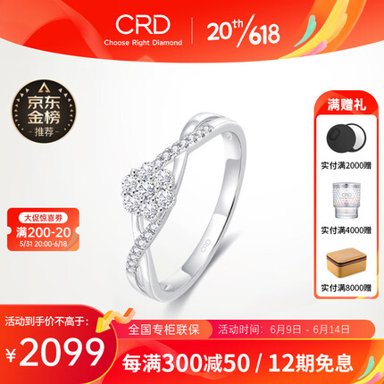 CRD克徕帝【现货闪发】星空系列 铂金钻戒女群镶钻石戒指 铂金钻戒共约20分