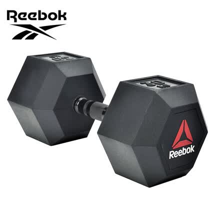 Reebok锐步包胶六角哑铃 30kg男士力量训练商用健身房哑铃浸塑哑铃RSWT-11300 单只装