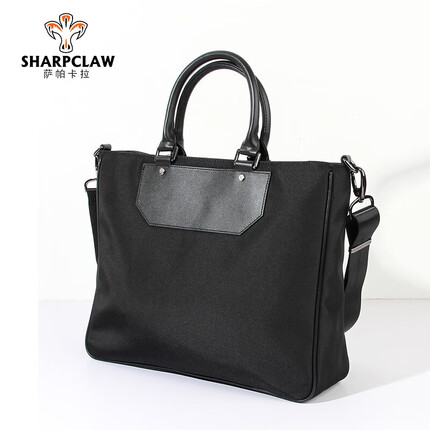 萨帕卡拉2023新款公文包男手提包牛津布大容量通勤包男士休闲单肩旅行包 黑色 37*10*30cm SHARPCLAW