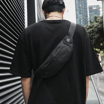 轻骑者 运动腰包男多功能单肩斜挎包休闲胸包跑步手机小背包女 154黑色