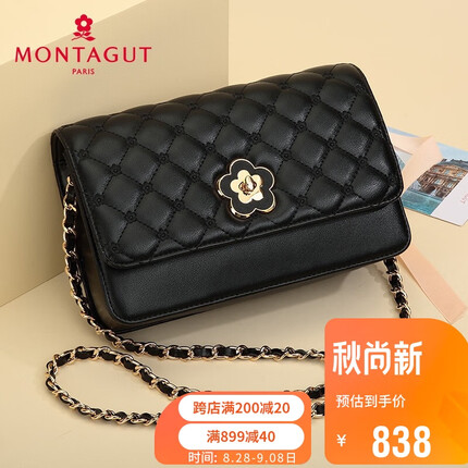 梦特娇 单肩包女百搭斜挎链条包小方包女士包包女包生日礼物送女友 黑色 R7712085011