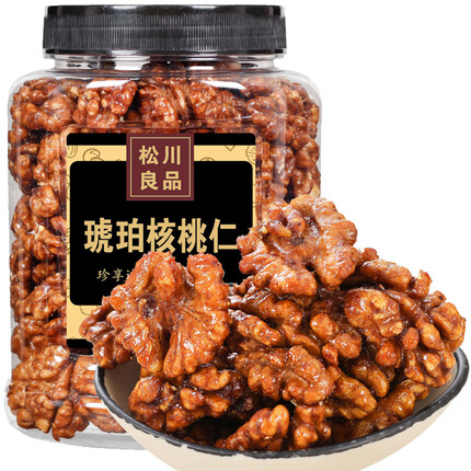 松川良品 新疆琥珀核桃仁 每日坚果炒货休闲零食品铺子外裹蜂蜜甜香脆可口 380g 罐装