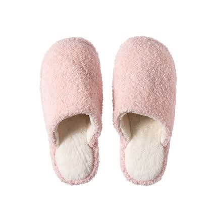 名创优品(MINISO)居家小卷毛系列男女士棉拖冬天居家室内拖鞋 粉色 37-38码
