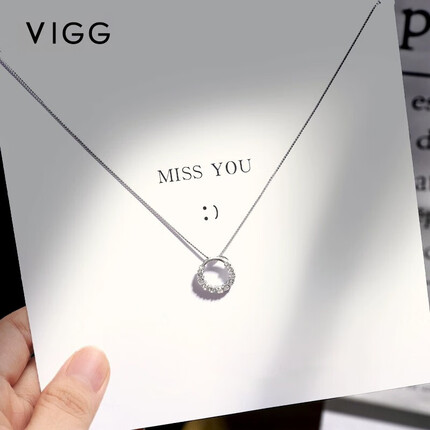VIGG花环银项链女锁骨链吊坠 浪漫花环项链