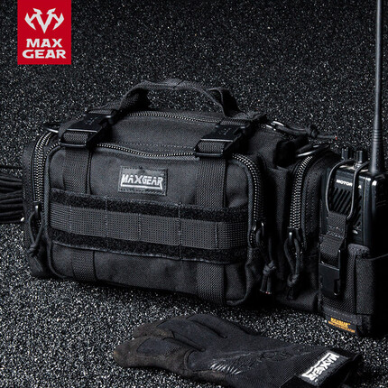 MAXGEAR马盖先魔法腰包男 户外军迷运动休闲大容量垂钓路亚包骑行腰包 黑色