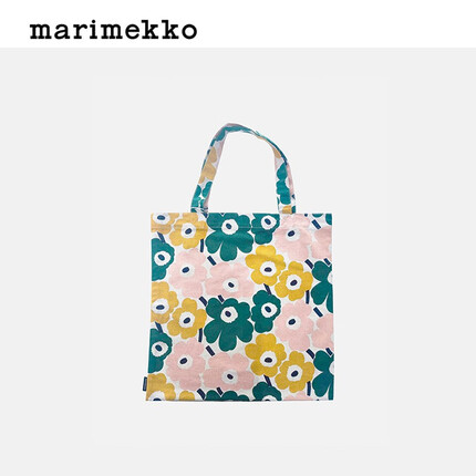 marimekko 亚洲限定系列 2023早秋新品 MINI UNIKKO印花帆布包 亚麻布，深绿色，粉红色，黄色