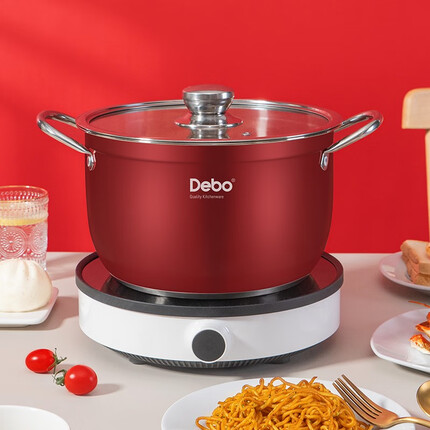 Debo德铂汤锅不锈钢蒸煮两用锅燃气电磁炉通用26cm