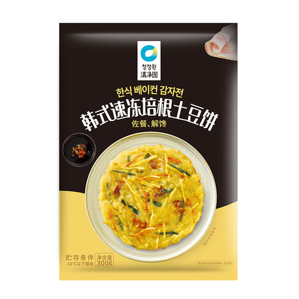 清净园韩国风味煎饼泡菜饼土豆煎饼海鲜料理食材速冻海鲜泡菜饼300g 韩式速冻培根土豆饼