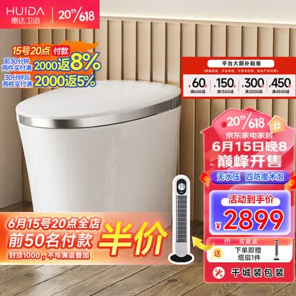 惠达（HUIDA）惠达卫浴智能马桶无水压限制泡沫盾全自动一体坐便器ET520 【520雅致灰】-无水压+泡沫盾 305坑距（300-390坑距选它）
