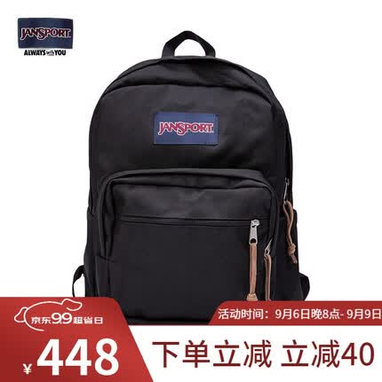 JANSPORT杰斯伯双肩包女男复刻暮光学生背包书包 4QVA008 黑色/升级款/侧袋/隔层