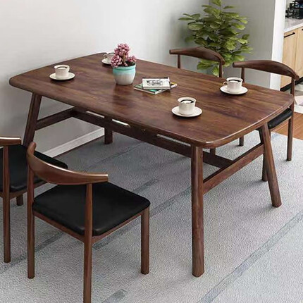 工来工往餐桌饭桌桌子家用吃饭方桌小户型小长桌仿实木简约餐厅桌客厅 胡桃1*0.6米（单桌）加固加厚