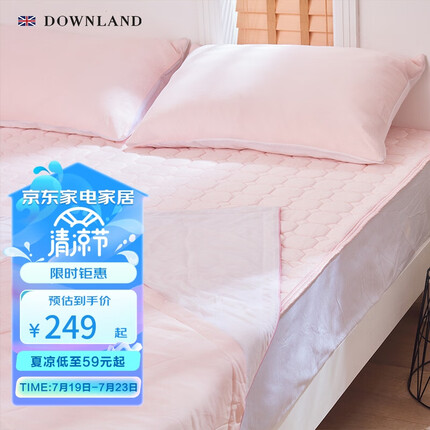 DOWNLAND 冷感垫床垫软垫冰丝凉席薄款可水洗被家用垫褥 冰莓粉 150*200cm