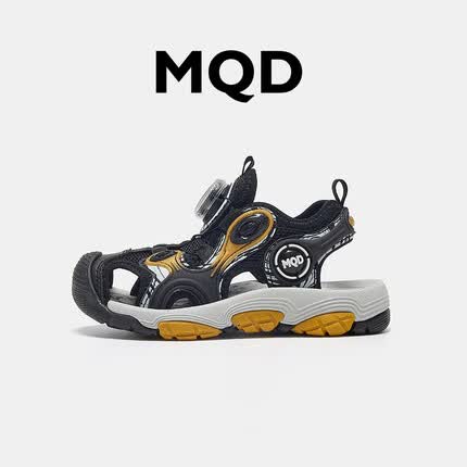 MQD童鞋男童运动凉鞋2023年夏款镂空透气包头鞋 黑色 36