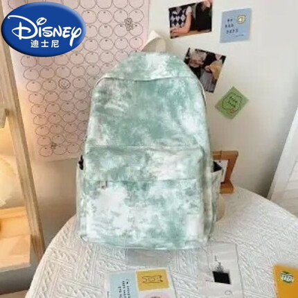 迪士尼（Disney）双肩包女夏2023新款简约书包女大学生大容量ins日系轻便旅 扎染绿色
