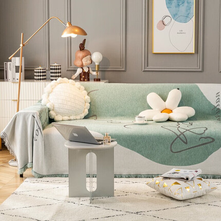 十月主题沙发盖布巾防尘沙发垫套罩四季通用型沙发毯盖巾 关山-青180X230