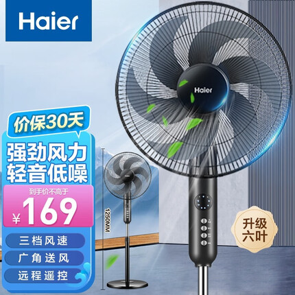 海尔(Haier)电风扇家用落地扇轻音风扇大风量摇头定时电扇远距客厅学生宿舍立式风扇工业扇 遥控定时FSY3510B