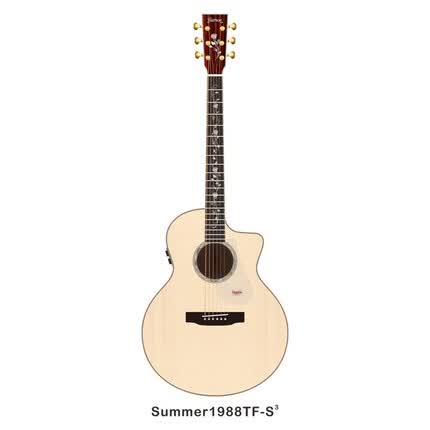 trumon楚门新一代夏至1988全单板民谣吉他41寸云杉玫瑰木专业级加振电箱 Summer1988TF-S 缺角加振款