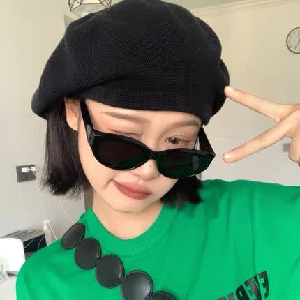 乐卡利墨镜男女士太阳眼镜开车网红拍照钓鱼专用方框猫眼小脸神器复古 嘻哈椭圆墨镜