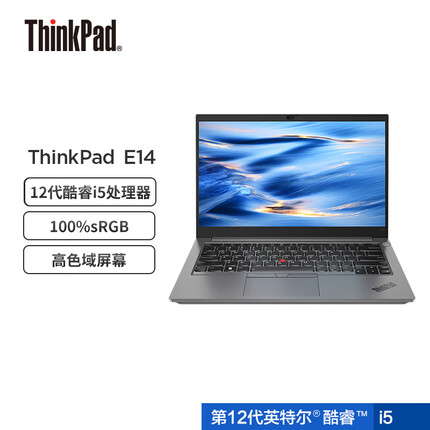 联想ThinkPad E14 2022款 酷睿版 英特尔酷睿i5 14英寸轻薄笔记本电脑(i5-1240P 16G 512G 100%sRGB)银 win11