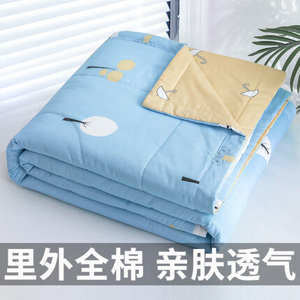 云瑾 全棉空调被100%纯棉夏凉被薄被子单人棉被芯 美好心情 150*200cm