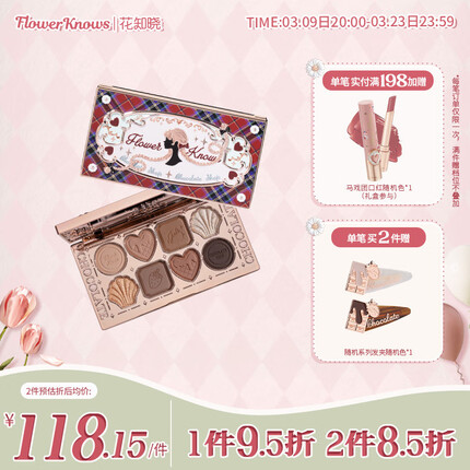 花知晓 巧克力商店八色眼影盘细腻哑光珠光变色龙爆闪玩妆眼影送女友 01胡桃夹子
