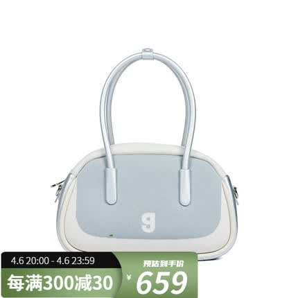 古良吉吉KUNOGIGI/古良吉吉织织波士顿包斜挎款单肩包原创小众设计手提包 太空灰 预售4月中发