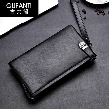 古梵缇手包男 休闲软皮手拿包男士手抓信封包手机包钱夹包送礼 gftx-306 黑色 GUFANTI