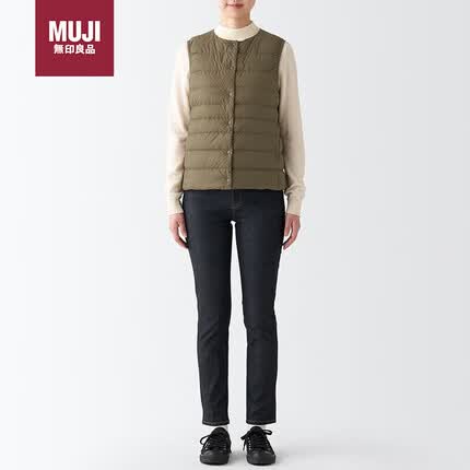 无印良品(MUJI) MUJI 女式 便携式 无领 羽绒背心 BDC30C2A 深米色 L