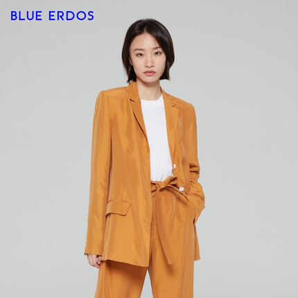 BLUE ERDOS【桑蚕丝】 女装春夏纯色通勤时尚西服外套女 桔黄 170/88A/L