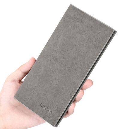 迪嘉乐 男士钱包长款韩版青年学生软皮钱夹皮夹多功能卡包大容量西装包 黑色 灰色长款