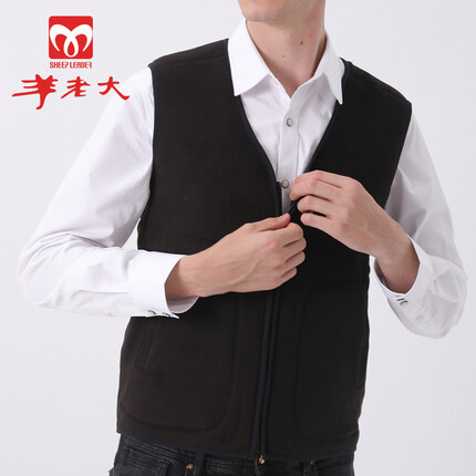 羊老大棉马甲男加厚保暖男士休闲马甲保暖上装男WJ8101 黑色 170/96B