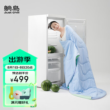 躺岛瓜瓜冰镇凉感夏被A类夏凉被 轻薄透气可折叠水洗空调被 冰镇款-蓝+绿 200*200cm