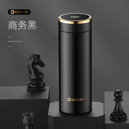 壹滴水（edish） 316不锈钢真空保温杯男士大容量智能水杯男办公车载女士杯子定制 商务黑 500ml