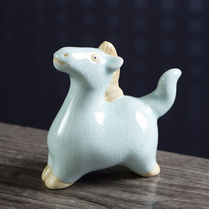 汝誉天下汝州汝窑十二生肖茶宠吉祥物天青釉小摆件汝瓷陶瓷茶具 午马
