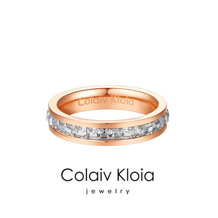 Colaivkloia 满天星戒指女玫瑰金色对戒情侣戒指网红时尚潮男女个性指环七夕情人节生日礼物 JZ0326-新玫瑰金色满天星（送 皮绳） 美码6号