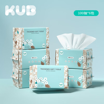 可优比（KUB）婴儿绵柔巾干湿两用婴儿绵柔巾洗脸巾繁花系列100抽*6包 成人可用